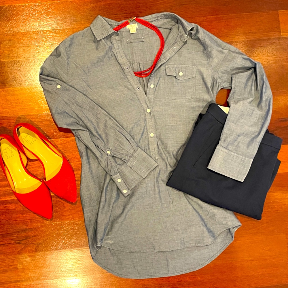 J. Crew Lightweight Chambray Popover Shirt